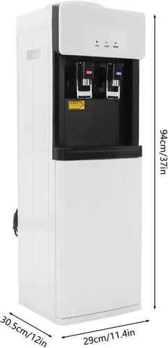 Vista 2 de Enfriador de agua fría y caliente de 500 W/75 W, 11.4 x 12 x 37 pulgadas, dispensador de agua de carga inferior de 185-203℉/53.6℉ para botella de 5