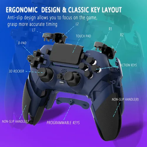 Vista 7 de TERIOS Wireless Pro Controller Compatible with PS4 PS4 ProPS4 Slim Console, Gaming Remote with Built-in 800mAh Rechargeable BatteryPrecise