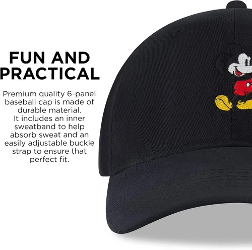 Vista 6 de Disney Gorra de béisbol para hombre, sombrero ajustable de Mickey Mouse para adultos