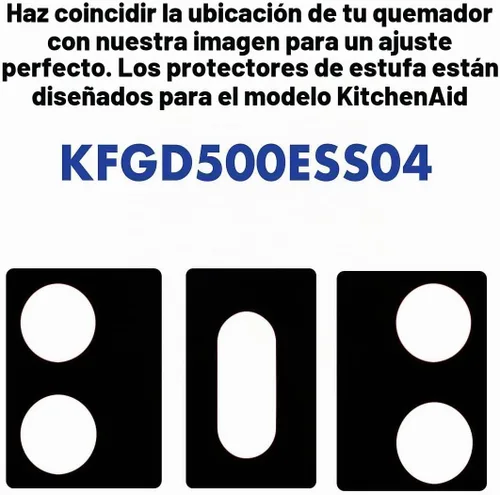 Vista 3 de Protectores de estufa Premium Plus para cocina KitchenAid modelo KFGD500ESS04, corte personalizado, revestimiento de estufa fácil de limpiar