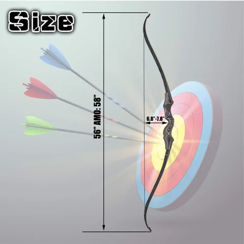 Vista 3 de Topbows - Arco recurvo Takedown de 58 pulgadas, extremidades de bambú, tiro con arco para diestros e zurdos, para caza, tiro al blanco de 25 a 65
