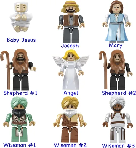 Vista 5 de Ultimate Play Set - Belén grande para interiores, 15 personajes, árboles - Juegos cristianos construibles para niños, relleno perfecto para calcetín
