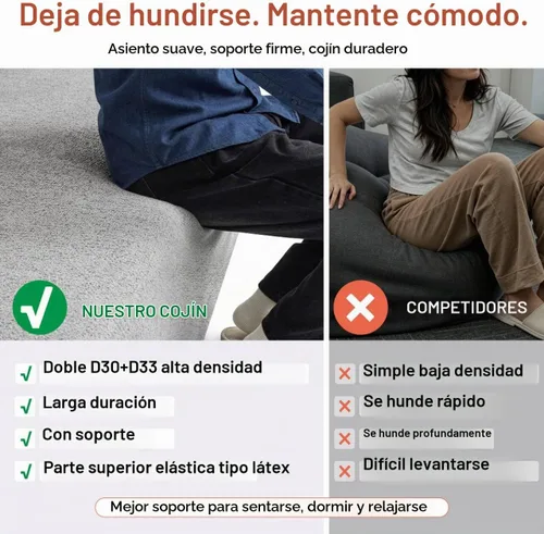 Vista 3 de MCombo Sofás modulares sin hueso de 105 pulgadas para sala de estar, sofá cama modular modular convertible, sofá cama con cojín similar al látex