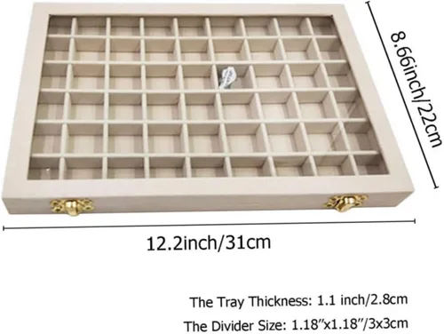 Vista 9 de LokweeTal Caja de almacenamiento de joyería con cerradura para adornos, gerente de almacenamiento, caja de exhibición de joyería de terciopelo