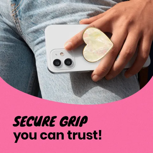 Vista 5 de OnTheGrip - Soporte plegable para teléfono móvil con diseño de concha de mar natural en forma de corazón para teléfono inteligente, tableta