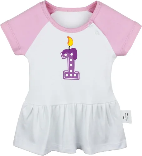 Vista 4 de iDzn Pack of 2, Happy First Birthday & I'm 1 Funny Print Dresses, Newborn Infant Baby Girls Princess Dress, Cute Ruffle