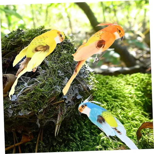 Vista 6 de NOLITOY 6 pájaros artificiales de espuma de simulación de cola larga, pájaros falsos para decoración de Navidad
