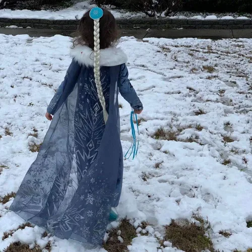 Vista 4 de Disfraz de princesa de nieve para niñas disfraz de Halloween para cosplay vestido de fiesta de cumpleaños de Navidad 3-8 años Azul Patchwork