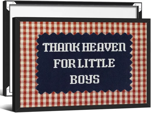 Vista 41 de Arte de pared con texto en inglés "Thank Heaven for Little Boys" (Thank Heaven for Little Boys), póster vintage con cita de guinga roja, impresiones