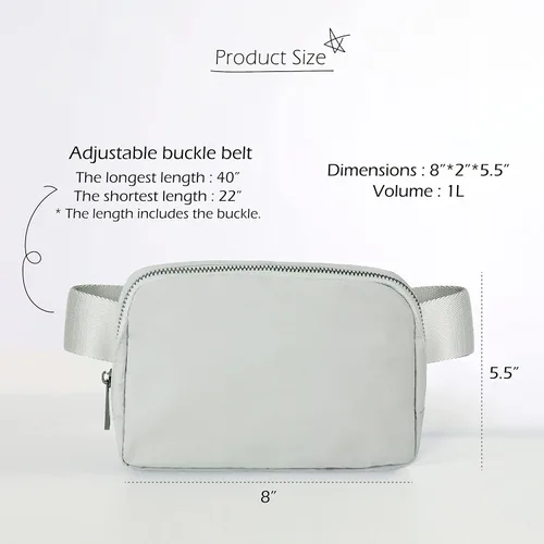 Vista 5 de ODODOS Minicangurera unisex con correa ajustable, para entrenamiento, correr, viajes o senderismo, gris claro3