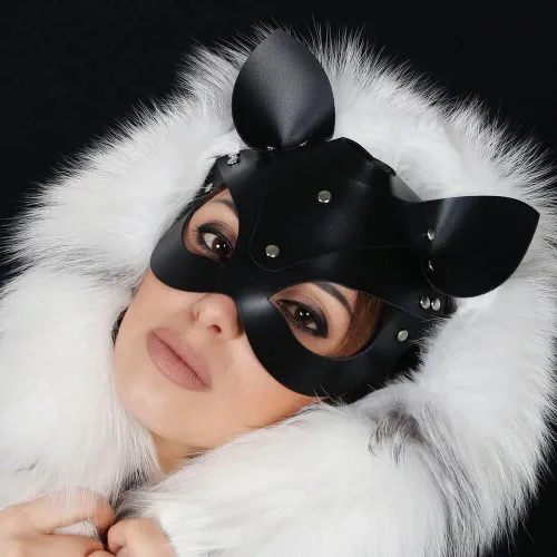 Vista 2 de Máscara de cuero para mujer, para cosplay, disfraz de Halloween, accesorio