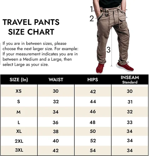Vista 6 de PROJECT7 Lightweight Quick Drying Pro Travel Pants with Anti Pick-Pocket 11 Pocket Design for Maximum Carrying Capacity.
