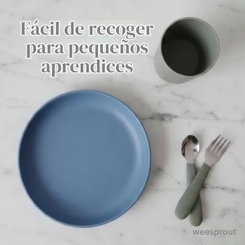 Vista 6 de WeeSprout Platos sin succión para bebés y niños pequeños con tapas, platos de silicona 100% de grado alimenticio, tapas de plástico duro de alta