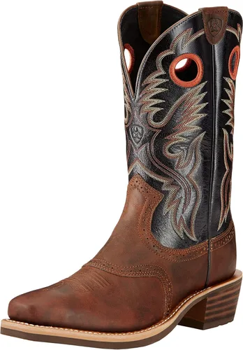 Vista 6 de Ariat Heritage Roughstock - Botas de trabajo de cuero con punta cuadrada para hombre Rowdy marrón aceitado (Brown Oiled Rowdy)