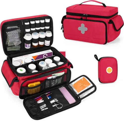 Vista 10 de CURMIO Bolsa de almacenamiento de medicamentos vacía, organizador de botellas de píldoras con cerradura con bolsas portátiles con cremallera
