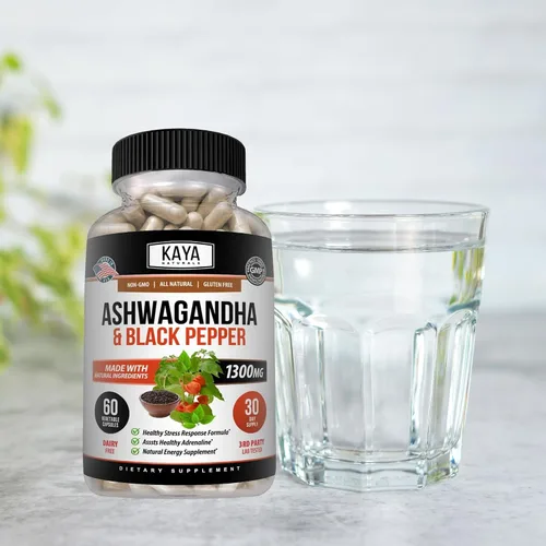Vista 6 de Kaya Naturals Ashwagandha Cápsulas Extra Strength - Fórmula para aliviar el estrés, apoyo natural del estado de ánimo, estrés, enfoque y suplemento