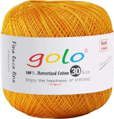 Vista 53 de Golo 3 bolas de hilo de ganchillo tamaño 30, hilo de bordar y lana para tejer a mano para calados 045 000-045 Rojo Caliente