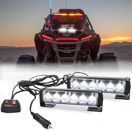 Vista 21 de 2 x 6 LED con 9 modos de advertencia para el tráfico - Luces estroboscópicas impermeables para auto, para interior, techo, salpicaderas, parabrisas