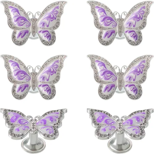 Vista 8 de Pomos de mariposa para gabinete, 6 pomos de mariposa de un solo agujero, tiradores decorativos para puerta, gabinete, cajón, armario, muebles