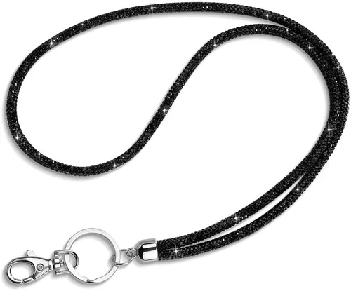 Vista 13 de Artscope Cordón para tarjetas de identificación, 34.8 pulgadas, correa de cuello de cristal brillante, cadena para mujer, collar (5 unidades)