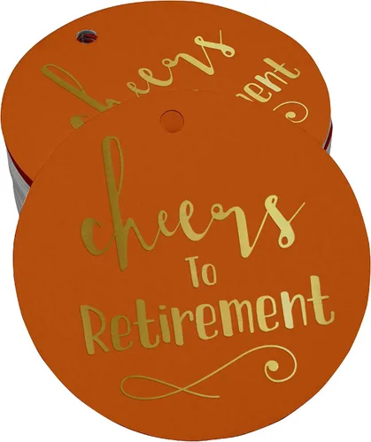 Vista 13 de Etiquetas de papel para colgar con texto en inglés "Cheers to Retirement Wall" (50 unidades)
