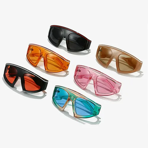 Vista 3 de COTIA Gafas de sol con visera de escudo de moda, gafas de sol de gran tamaño a prueba de viento, gafas de sol de una pieza con marco grande