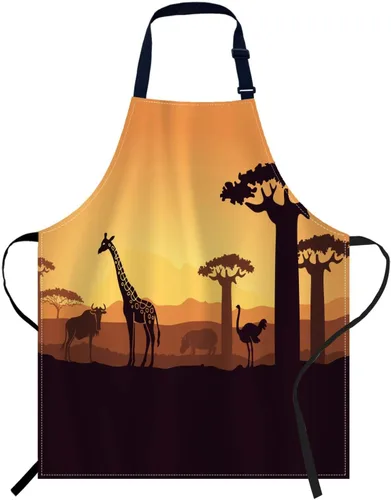 Vista 12 de oFloral Delantal de cara de gato negro para hombres y mujeres, delantal de cocina y horneado, baberos de cocina