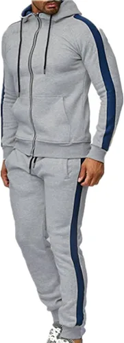 Vista 3 de Muscularfit Conjunto deportivo para hombre, para otoño, a la moda, para correr, deportivo, informal, sudadera con capucha y pantalones deportivos