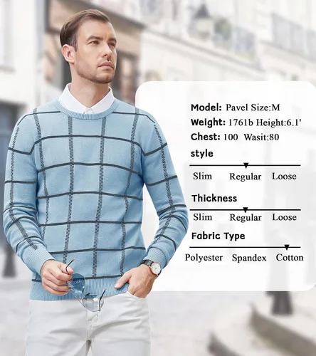Vista 41 de MAGNIVIT Suéteres de punto de diseño básico para hombre, de algodón, suave, cuello redondo, para otoño e invierno