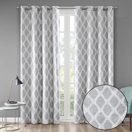 Vista 15 de Sun Smart Blakesly Cortinas opacas para ventana de patio, estampado Ikat, decoración de sala de estar, decoración de sala de estar, cortina