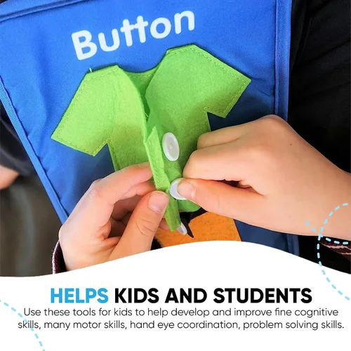 Vista 4 de Aprendiendo a vestir tablero ocupado, juguete Montessori de motricidad fina para niños pequeños