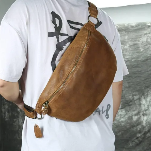 Vista 3 de Ztimi Postman - Bolsa de pecho de gran capacidad, mochila retro para hombre, casual, bolsa de mensajero de hombro