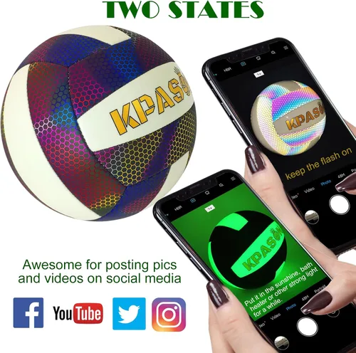 Vista 3 de Balones de voleibol, holográfico brillante, tamaño oficial 5, para interiores y exteriores, pelota de voleibol de playa para hombres y mujeres