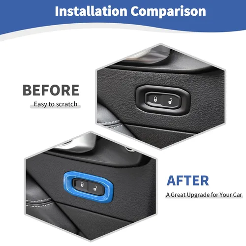 Vista 2 de RT-TCZ Para Wrangler JL Interruptor de bloqueo de puerta Cubierta de ajuste de botón azul bebé para Jeep Wrangler JL JLU Gladiator JT 2018-2024 Baby