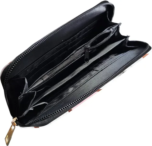 Vista 3 de Cartera de cuero para mujer, con bloqueo RFID, tarjetero con cremallera, Mármol