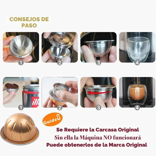 Vista 3 de Sesama Cápsula de café de acero inoxidable compatible con VERTUO NEXT y POP New Model & VertuoPlus y Delonghi ENV135S - Soporte para cápsulas