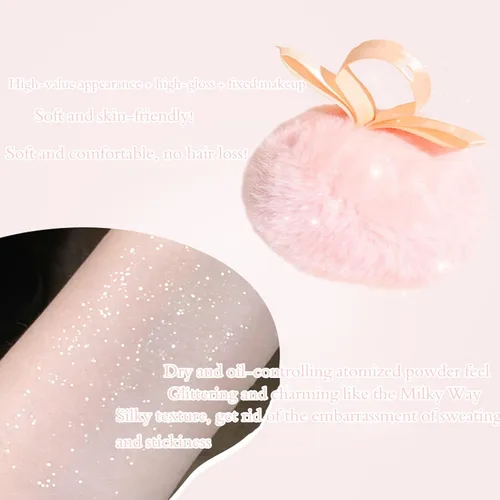 Vista 3 de Resaltador en polvo de maquillaje, resaltador facial con purpurina corporal, melocotón brillante, bola de polvo, resaltador facial multiuso, brillo