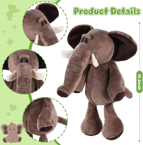 Vista 2 de 6 piezas de animales de peluche de safari a granel león, elefante, mono, tigre, animales del zoológico, junble para regalo de niños y niñas, fiestas