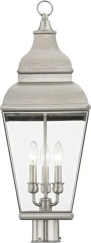 Vista 6 de Livex Lighting 2594-07 Poste exterior con pantallas de vidrio biselado transparente, bronce