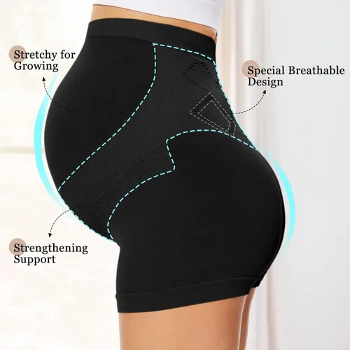 Vista 2 de Ropa interior de maternidad sin costuras para mujer, con cintura alta, para apoyo al vientre