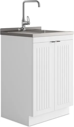 Vista 12 de SIMPLIHOME - Lavabo y armario de lavandería Murphy de 24 pulgadas de ancho en blanco puro