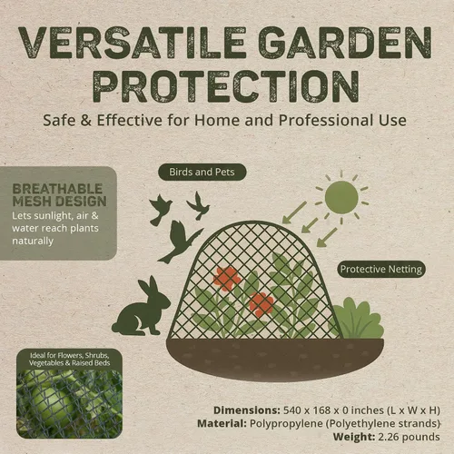 Vista 4 de Dewitt Red de malla de barricada para pájaros, 14 x 45 pies, red de protección de jardín de polietileno para frutas, verduras, árboles, flores