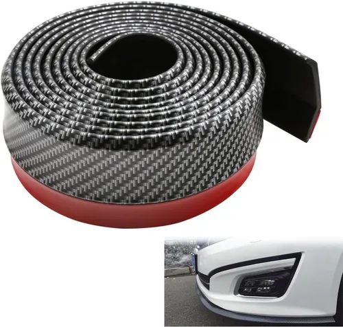 Vista 7 de Protector de goma para parachoques delantero universal de auto, alerón de 2.5M/8.2 pies, divisor de borde, protector de falda de carrocería (Negro)