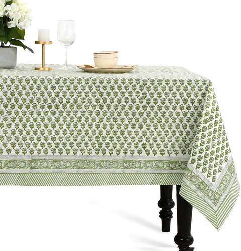 Vista 39 de CPC - Mantel cuadrado 100% algodón, 60 x 60 pulgadas, estampado de bloques indios, mantel para bodas, primavera/verano, barbacoa, verde ágata