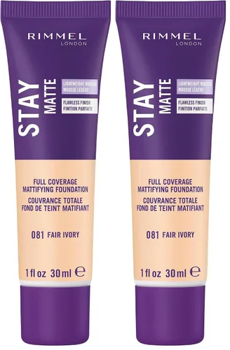 Vista 28 de 3 x Rimmel London Stay Matte - Base líquida mousse mate 30ml - 201 Beige clásico