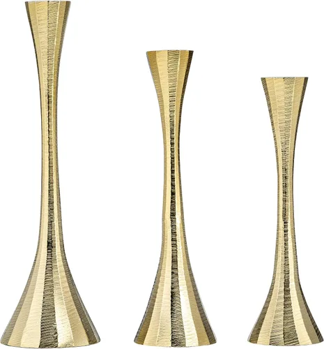 Vista 10 de Sagebrook Home Portavelas cónico de metal, soporte decorativo para velas glamorosas para el hogar, la oficina y el dormitorio, diseño moderno