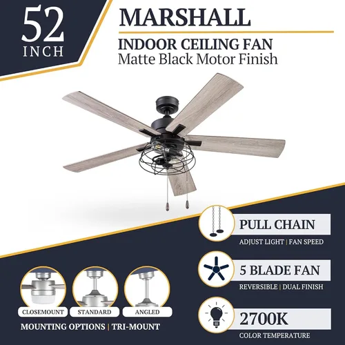 Vista 2 de Prominence Home - Ventilador de techo Marshall 51457-01, 52, negro mate
