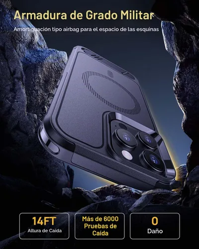 Vista 5 de Lanhiem Funda magnética para iPhone 16 Pro Max, [protector de pantalla de privacidad antiespía] protección contra caídas de grado mil, soporte