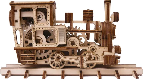 Vista 2 de Wood Trick Train - Rompecabezas de madera 3D para adultos y niños para construir, 6 x 4 pulgadas, kit de modelo de locomotora para adultos y niños