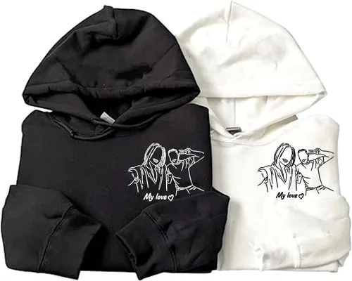 Vista 5 de Sudaderas con capucha personalizadas diseñan el tuyo propio, retrato de camisa de la foto, regalos personalizados para el día de San Valentín
